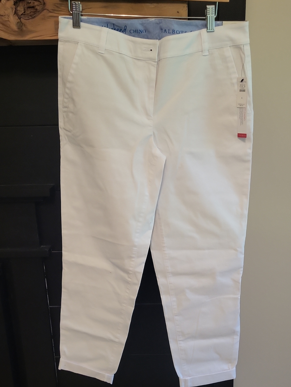 Talbots White Straight Chino Pants with Belt Loops
